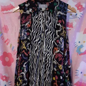 80s 90s Black Rainbow Vintage Retro Blouse (M/L)